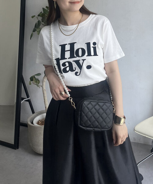 prose verse（プロズヴェール）の「【Holiday】フロッキーロゴTシャツ（Tシャツ/カットソー・レディース・オフホワイト/チャコールグレー・MEDIUM/LARGE）」の4枚目の写真