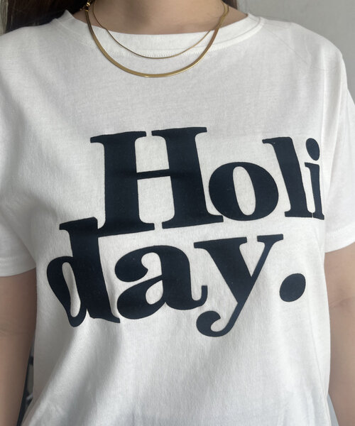 prose verse（プロズヴェール）の「【Holiday】フロッキーロゴTシャツ（Tシャツ/カットソー・レディース・オフホワイト/チャコールグレー・MEDIUM/LARGE）」の21枚目の写真