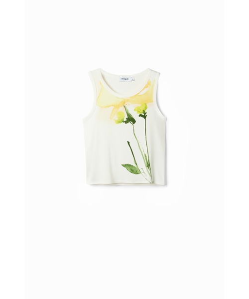 Desigual（デシグアル）の「FLORETAイエローブロッサム タンクトップ（Tシャツ/カットソー・レディース・ホワイト・S/M/L/XL/XS）」の5枚目の写真