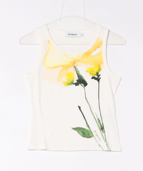 Desigual（デシグアル）の「FLORETAイエローブロッサム タンクトップ（Tシャツ/カットソー・レディース・ホワイト・S/M/L/XL/XS）」の6枚目の写真