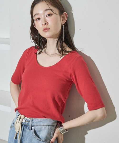 カップ付きベーシックリブTシャツ（Tシャツ/カットソー