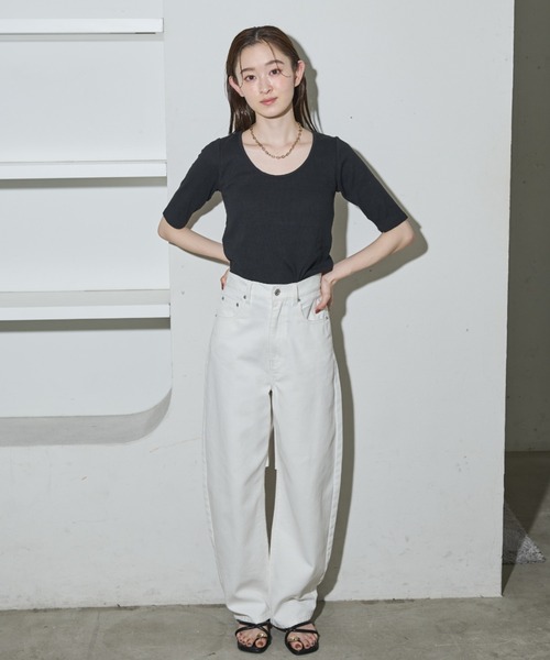 セール】カップ付きベーシックリブTシャツ（Tシャツ/カットソー