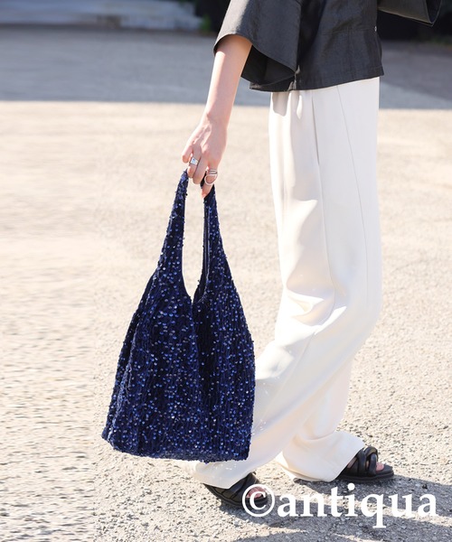 antiqua(アンティカ)の「スパンコールバッグ(トートバッグ・レディース・ネイビー/グレー・ONESIZE)」の11枚目の写真