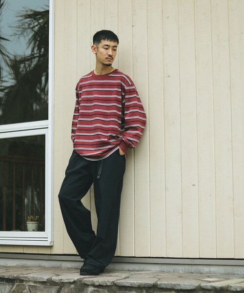 B:MING by BEAMS（ビーミングバイビームス）の「フェード ボーダー ロングスリーブ Tシャツ（Tシャツ/カットソー・メンズ・レッド系その他7/オリーブ・SMALL/MEDIUM/LARGE/X-LARGE）」の3枚目の写真