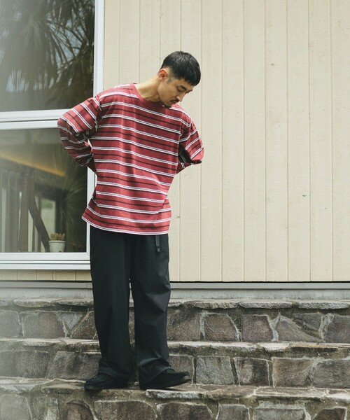 B:MING by BEAMS（ビーミングバイビームス）の「フェード ボーダー ロングスリーブ Tシャツ（Tシャツ/カットソー・メンズ・レッド系その他7/オリーブ・SMALL/MEDIUM/LARGE/X-LARGE）」の7枚目の写真