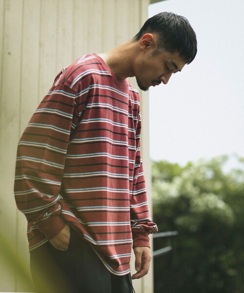 B:MING by BEAMS（ビーミングバイビームス）の「フェード ボーダー ロングスリーブ Tシャツ（Tシャツ/カットソー・メンズ・レッド系その他7/オリーブ・SMALL/MEDIUM/LARGE/X-LARGE）」の10枚目の写真