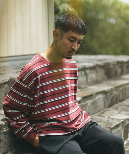 B:MING by BEAMS（ビーミングバイビームス）の「フェード ボーダー ロングスリーブ Tシャツ（Tシャツ/カットソー・メンズ・レッド系その他7/オリーブ・SMALL/MEDIUM/LARGE/X-LARGE）」の11枚目の写真