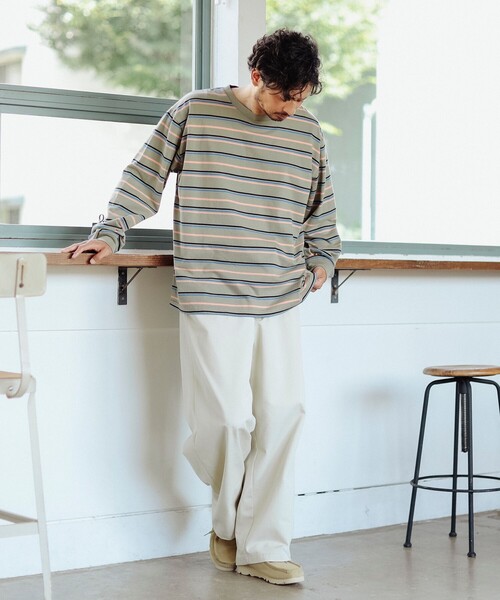 B:MING by BEAMS（ビーミングバイビームス）の「フェード ボーダー ロングスリーブ Tシャツ（Tシャツ/カットソー・メンズ・レッド系その他7/オリーブ・SMALL/MEDIUM/LARGE/X-LARGE）」の12枚目の写真