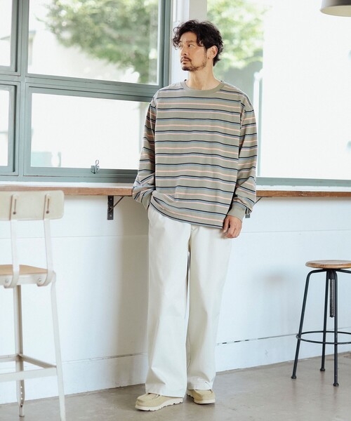 B:MING by BEAMS（ビーミングバイビームス）の「フェード ボーダー ロングスリーブ Tシャツ（Tシャツ/カットソー・メンズ・レッド系その他7/オリーブ・SMALL/MEDIUM/LARGE/X-LARGE）」の13枚目の写真