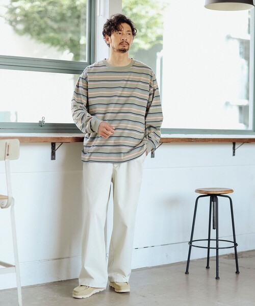 B:MING by BEAMS（ビーミングバイビームス）の「フェード ボーダー ロングスリーブ Tシャツ（Tシャツ/カットソー・メンズ・レッド系その他7/オリーブ・SMALL/MEDIUM/LARGE/X-LARGE）」の14枚目の写真