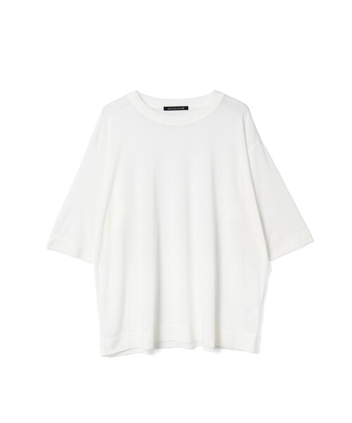 mizuiroind(ミズイロインド)の「mizuiro ind ガーゼクルーネックハーフスリーブT(Tシャツ/カットソー・レディース・オフホワイト/ブルー/ブラック/グリーン/ピンク/ベージュ/ネイビー・FREE)」の8枚目の写真