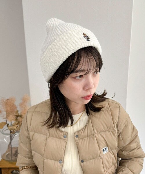 fredy emue(フレディエミュ)の「Roster Bear刺しゅうワッチ(ニットキャップ/ビーニー・レディース・ネイビー/アイボリー/ブラック・FREE)」の22枚目の写真