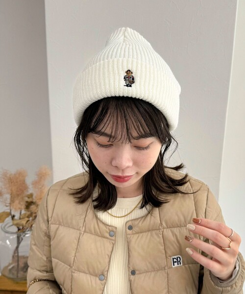 fredy emue(フレディエミュ)の「Roster Bear刺しゅうワッチ(ニットキャップ/ビーニー・レディース・ネイビー/アイボリー/ブラック・FREE)」の21枚目の写真