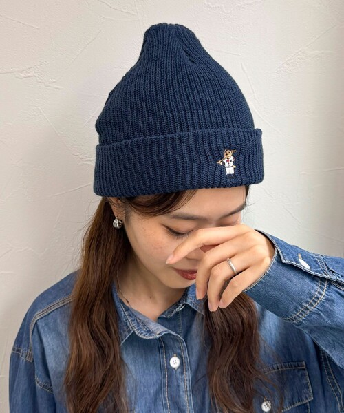 fredy emue(フレディエミュ)の「Roster Bear刺しゅうワッチ(ニットキャップ/ビーニー・レディース・ネイビー/アイボリー/ブラック・FREE)」の19枚目の写真