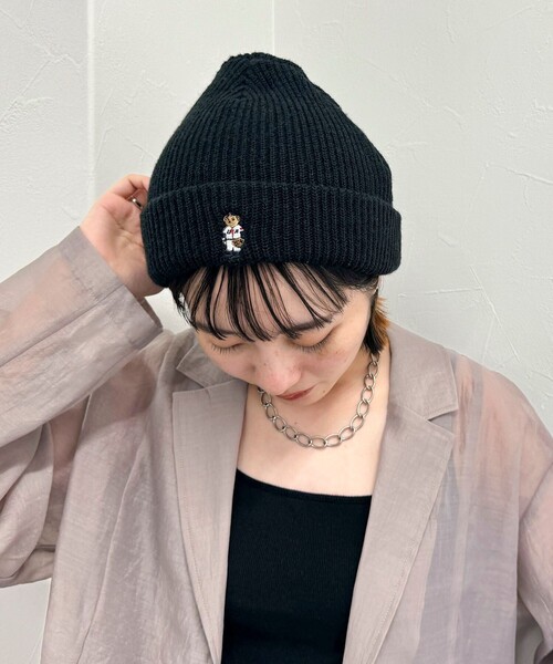 fredy emue(フレディエミュ)の「Roster Bear刺しゅうワッチ(ニットキャップ/ビーニー・レディース・ネイビー/アイボリー/ブラック・FREE)」の16枚目の写真