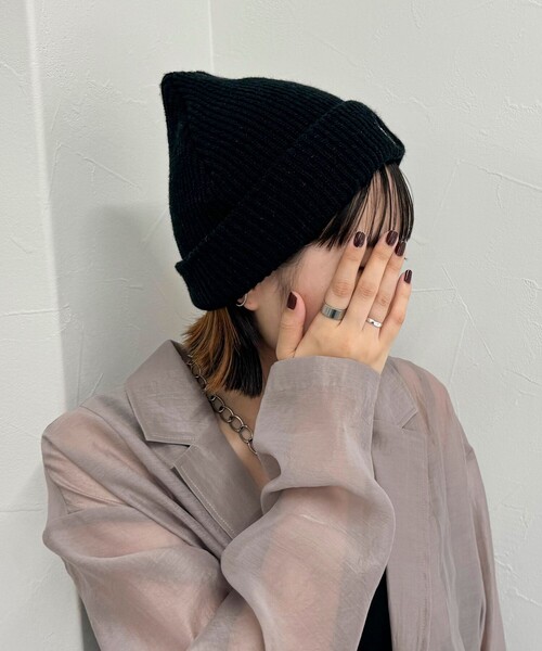 fredy emue(フレディエミュ)の「Roster Bear刺しゅうワッチ(ニットキャップ/ビーニー・レディース・ネイビー/アイボリー/ブラック・FREE)」の15枚目の写真