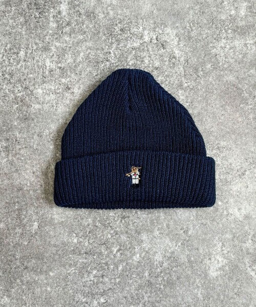 fredy emue(フレディエミュ)の「Roster Bear刺しゅうワッチ(ニットキャップ/ビーニー・レディース・ネイビー/アイボリー/ブラック・FREE)」の9枚目の写真