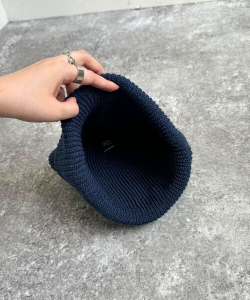 fredy emue(フレディエミュ)の「Roster Bear刺しゅうワッチ(ニットキャップ/ビーニー・レディース・ネイビー/アイボリー/ブラック・FREE)」の7枚目の写真