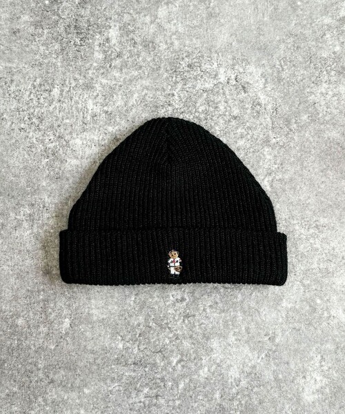 fredy emue(フレディエミュ)の「Roster Bear刺しゅうワッチ(ニットキャップ/ビーニー・レディース・ネイビー/アイボリー/ブラック・FREE)」の6枚目の写真