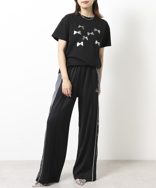 Firsthand（ファーストハンド）の「Firsthand/ファーストハンド オーガニックコットンリボン箔プリントTシャツ / フロントデザインTシャツ（Tシャツ/カットソー・レディース・ブラック/ホワイト/ネイビー・FREE）」の8枚目の写真