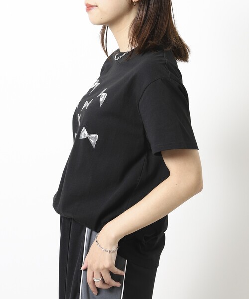 Firsthand（ファーストハンド）の「Firsthand/ファーストハンド オーガニックコットンリボン箔プリントTシャツ / フロントデザインTシャツ（Tシャツ/カットソー・レディース・ブラック/ホワイト/ネイビー・FREE）」の15枚目の写真