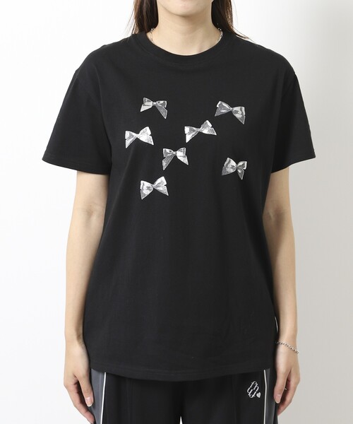 Firsthand（ファーストハンド）の「Firsthand/ファーストハンド オーガニックコットンリボン箔プリントTシャツ / フロントデザインTシャツ（Tシャツ/カットソー・レディース・ブラック/ホワイト/ネイビー・FREE）」の18枚目の写真