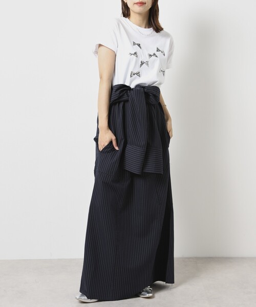 Firsthand（ファーストハンド）の「Firsthand/ファーストハンド オーガニックコットンリボン箔プリントTシャツ / フロントデザインTシャツ（Tシャツ/カットソー・レディース・ブラック/ホワイト/ネイビー・FREE）」の22枚目の写真