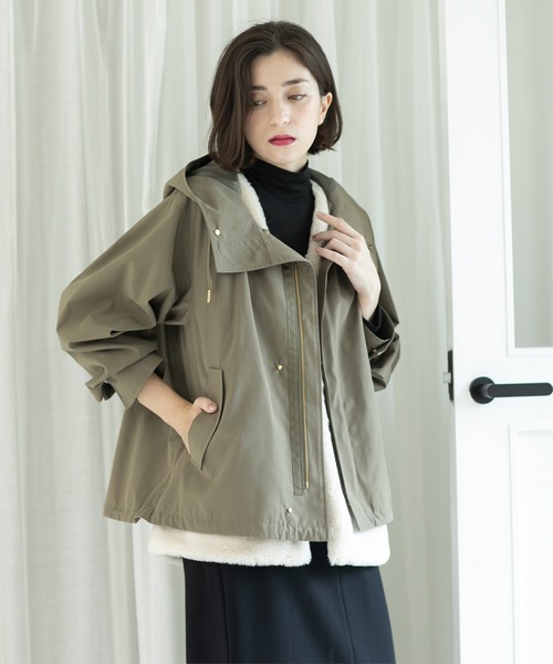 OPAQUE.CLIP(オペークドットクリップ)の「◆ファーベスト付き マルチWAYマウンテンパーカー【洗濯機洗い可/撥水加工/花粉対応】(ブルゾン・レディース・ブラック/ダークオリーブ/キャメル・38/42/40/36)」の5枚目の写真