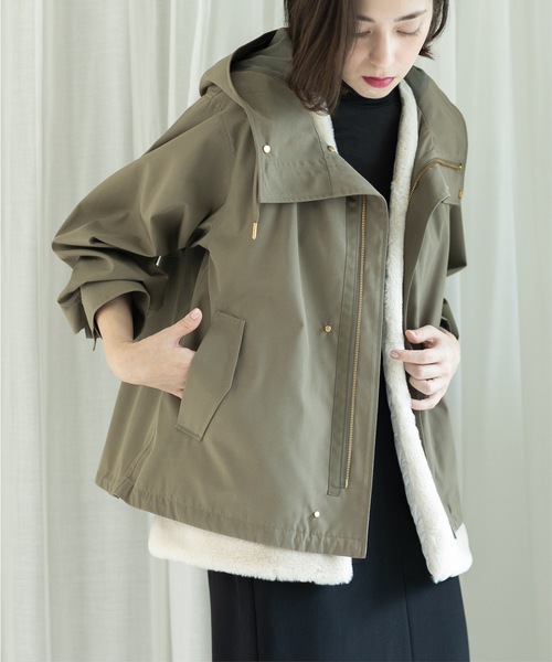 OPAQUE.CLIP(オペークドットクリップ)の「◆ファーベスト付き マルチWAYマウンテンパーカー【洗濯機洗い可/撥水加工/花粉対応】(ブルゾン・レディース・ブラック/ダークオリーブ/キャメル・38/42/40/36)」の8枚目の写真