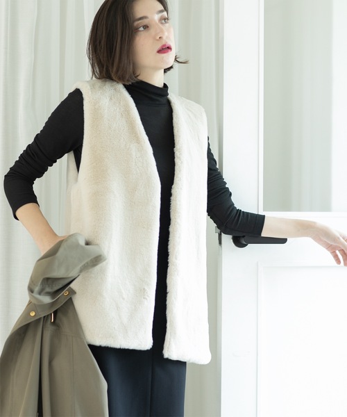 OPAQUE.CLIP(オペークドットクリップ)の「◆ファーベスト付き マルチWAYマウンテンパーカー【洗濯機洗い可/撥水加工/花粉対応】(ブルゾン・レディース・ブラック/ダークオリーブ/キャメル・38/42/40/36)」の13枚目の写真