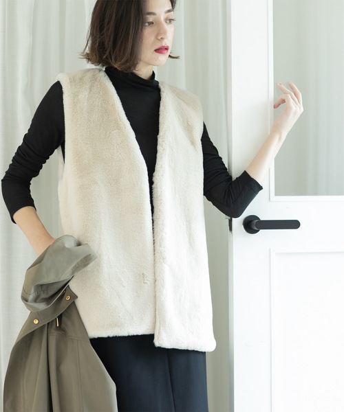 OPAQUE.CLIP(オペークドットクリップ)の「◆ファーベスト付き マルチWAYマウンテンパーカー【洗濯機洗い可/撥水加工/花粉対応】(ブルゾン・レディース・ブラック/ダークオリーブ/キャメル・38/42/40/36)」の14枚目の写真