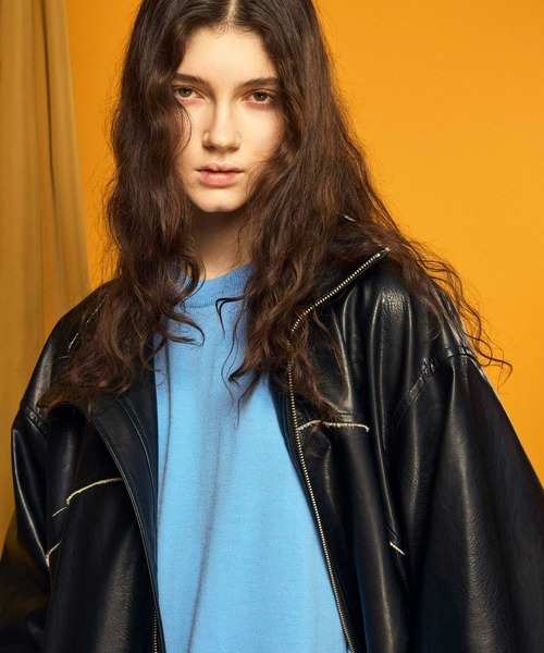 メゾンスペシャル　アーティフィカルレザープライムオーバージップアップブルゾン Artificial Leather Prime-Over Zip-Up Blouson