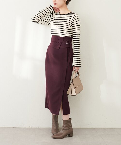 natural couture（ナチュラルクチュール）の「コルセットベルト付きナロースカート（スカート・レディース・ピンク系その他/ブラック/その他1/ボルドー・FREE）」の18枚目の写真