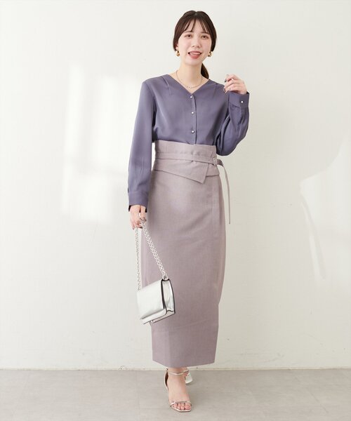 natural couture（ナチュラルクチュール）の「コルセットベルト付きナロースカート（スカート・レディース・ピンク系その他/ブラック/その他1/ボルドー・FREE）」の13枚目の写真