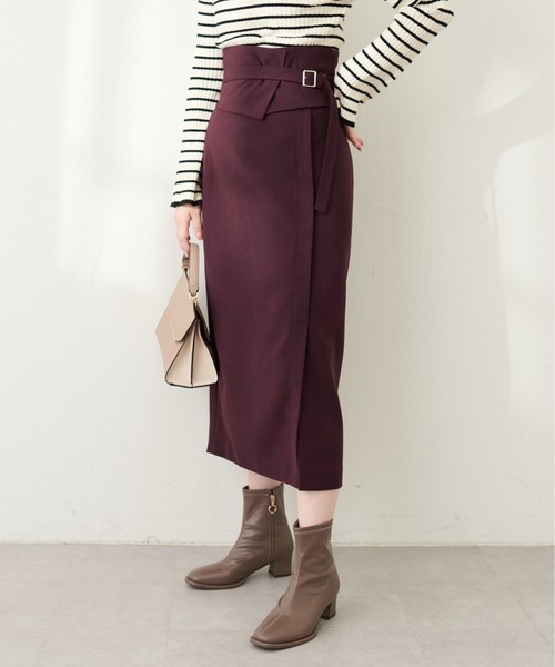 natural couture（ナチュラルクチュール）の「コルセットベルト付きナロースカート（スカート・レディース・ピンク系その他/ブラック/その他1/ボルドー・FREE）」の3枚目の写真