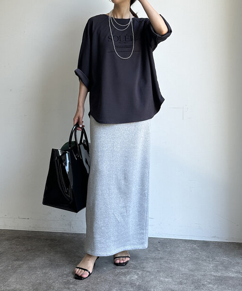 DouDou（ドゥドゥ）の「SOLEILジョーゼットロゴTEE（Tシャツ/カットソー・レディース・チャコールグレー/ホワイト/ベージュ・FREE）」の22枚目の写真