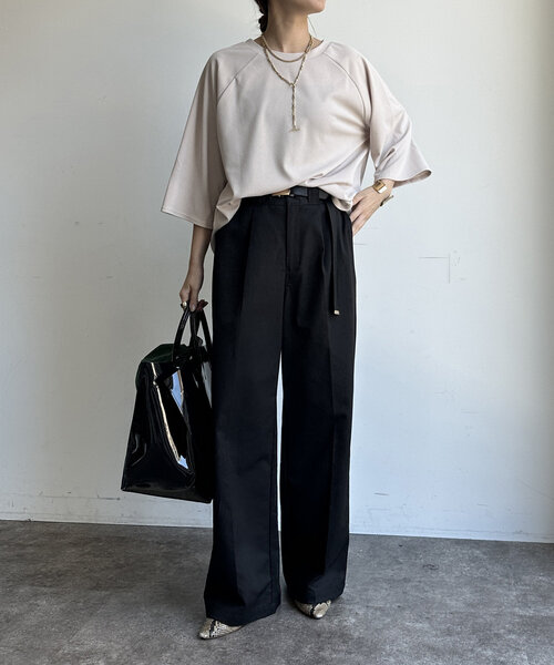 DouDou（ドゥドゥ）の「SOLEILジョーゼットロゴTEE（Tシャツ/カットソー・レディース・チャコールグレー/ホワイト/ベージュ・FREE）」の15枚目の写真