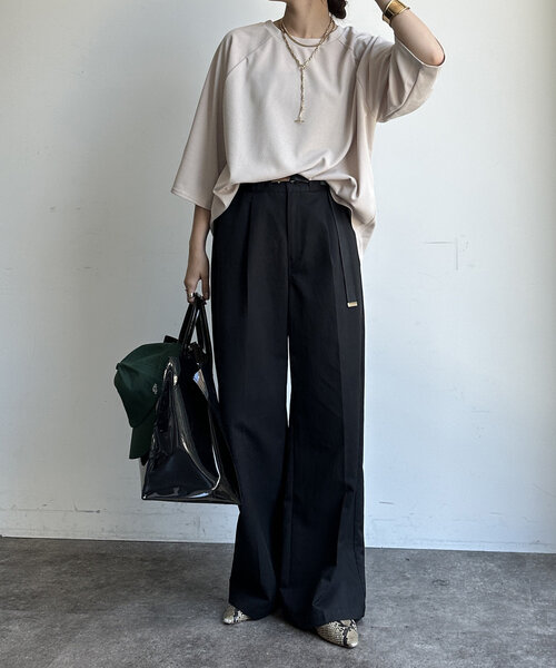 DouDou（ドゥドゥ）の「SOLEILジョーゼットロゴTEE（Tシャツ/カットソー・レディース・チャコールグレー/ホワイト/ベージュ・FREE）」の13枚目の写真