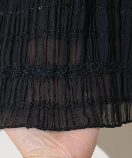 flower（フラワー）の「スパングルレーススカート（スカート・レディース・アイボリー/ブラック・SMALL/MEDIUM）」の5枚目の写真