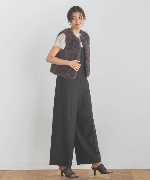 Droite lautreamont（ドロワットロートレアモン）の「サキソニーサロペット≪手洗い可能≫（サロペット/オーバーオール・レディース・ブラック/チャコールグレー・M/S）」の9枚目の写真