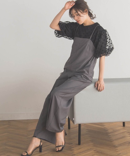 Droite lautreamont（ドロワットロートレアモン）の「サキソニーサロペット≪手洗い可能≫（サロペット/オーバーオール・レディース・ブラック/チャコールグレー・M/S）」の11枚目の写真