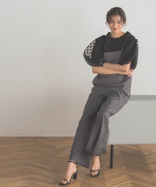 Droite lautreamont（ドロワットロートレアモン）の「サキソニーサロペット≪手洗い可能≫（サロペット/オーバーオール・レディース・ブラック/チャコールグレー・M/S）」の12枚目の写真