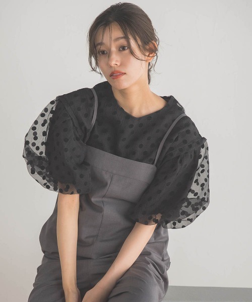 Droite lautreamont（ドロワットロートレアモン）の「サキソニーサロペット≪手洗い可能≫（サロペット/オーバーオール・レディース・ブラック/チャコールグレー・M/S）」の10枚目の写真