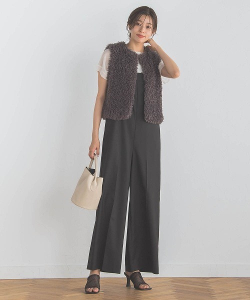 Droite lautreamont（ドロワットロートレアモン）の「サキソニーサロペット≪手洗い可能≫（サロペット/オーバーオール・レディース・ブラック/チャコールグレー・M/S）」の7枚目の写真