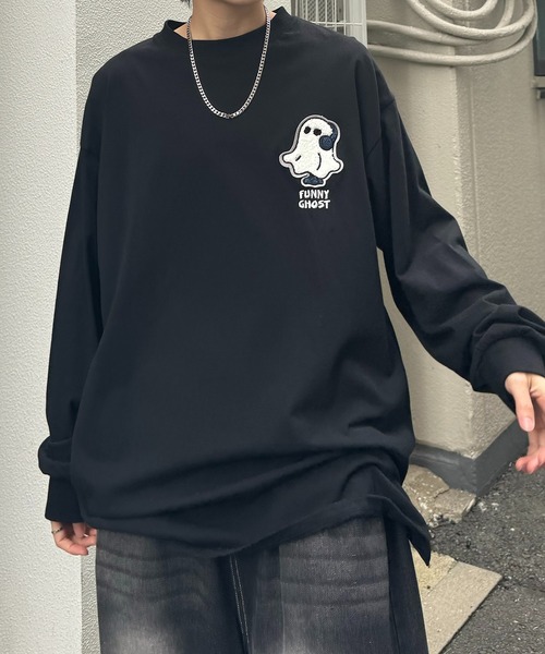 ILL'S（イルズ）の「【ILL'S】ワンポイント相良刺繍ロンT（Tシャツ/カットソー・メンズ・ブラック/ホワイト/ホワイト系その他/ブラック系その他・M/L）」の4枚目の写真