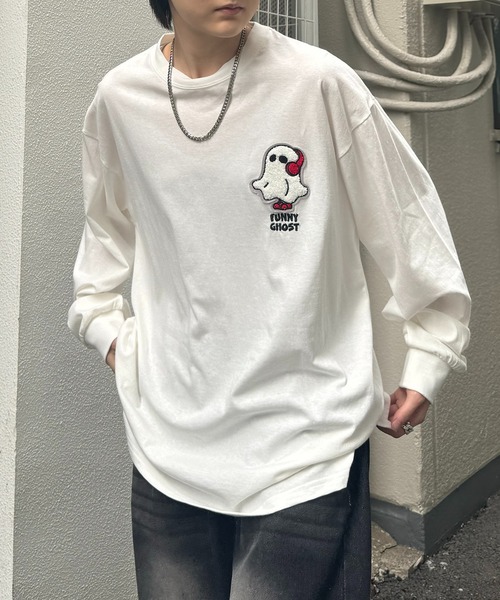 ILL'S（イルズ）の「【ILL'S】ワンポイント相良刺繍ロンT（Tシャツ/カットソー・メンズ・ブラック/ホワイト/ホワイト系その他/ブラック系その他・M/L）」の17枚目の写真