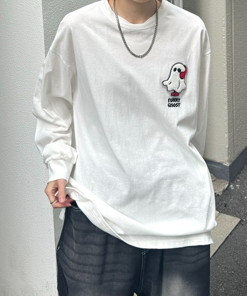 ILL'S（イルズ）の「【ILL'S】ワンポイント相良刺繍ロンT（Tシャツ/カットソー・メンズ・ブラック/ホワイト/ホワイト系その他/ブラック系その他・M/L）」の18枚目の写真