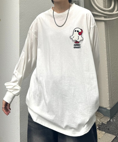 ILL'S（イルズ）の「【ILL'S】ワンポイント相良刺繍ロンT（Tシャツ/カットソー・メンズ・ブラック/ホワイト/ホワイト系その他/ブラック系その他・M/L）」の19枚目の写真