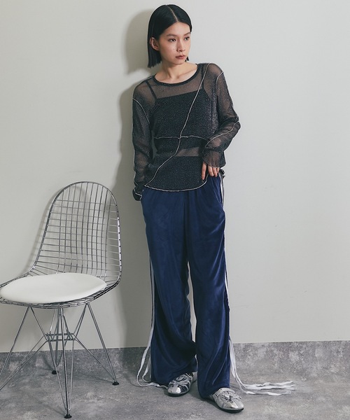 ANOTHER S(アナザーエス)の「シアーラメ配色メロープルオーバー(Tシャツ/カットソー・レディース・オフホワイト/チャコールグレー/ブラック・FREE)」の21枚目の写真