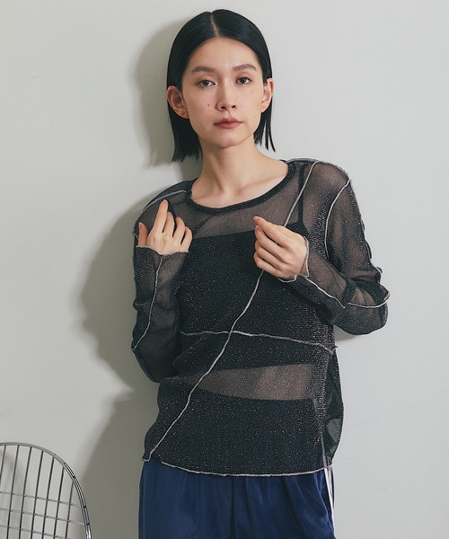 ANOTHER S(アナザーエス)の「シアーラメ配色メロープルオーバー(Tシャツ/カットソー・レディース・オフホワイト/チャコールグレー/ブラック・FREE)」の20枚目の写真